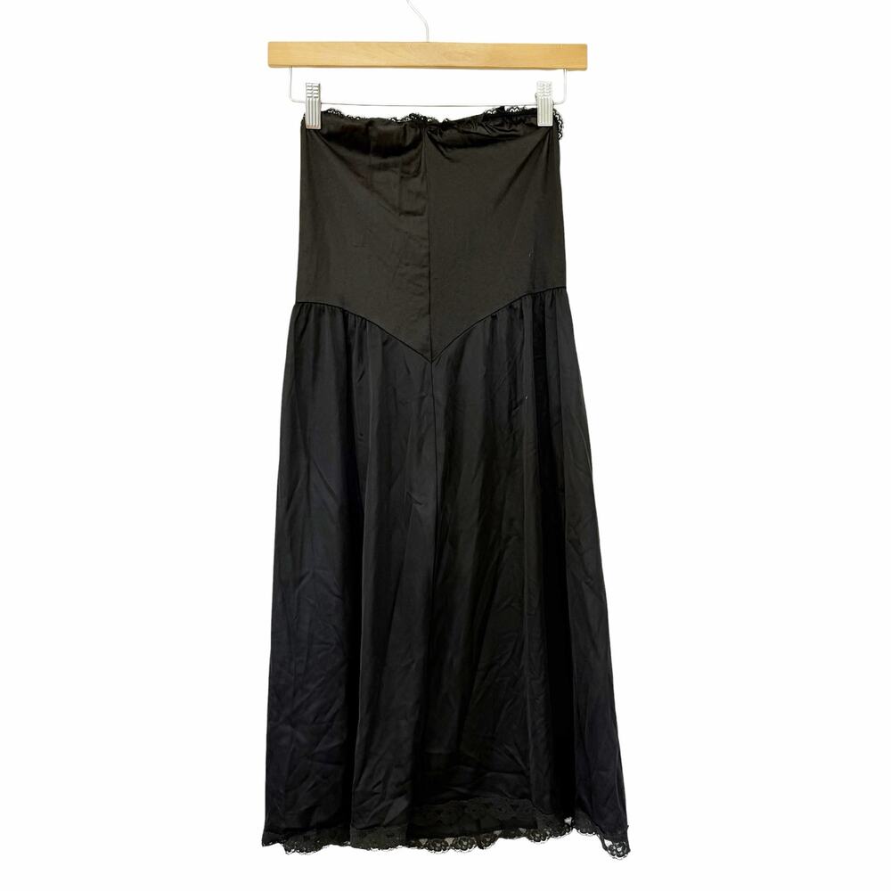 Vintage Vanity Fair Black Skirt-All Strapless Slip Dress Sz 38